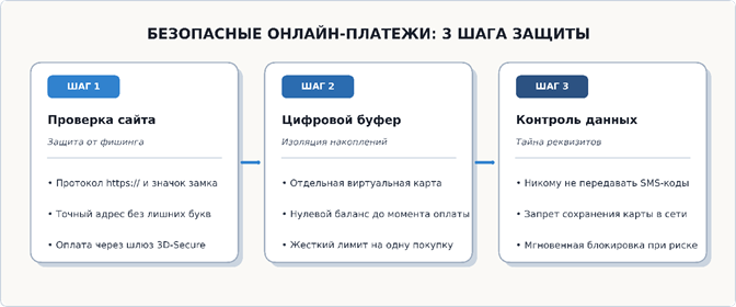 Безопасные онлайн-платежи: 3 шага защиты