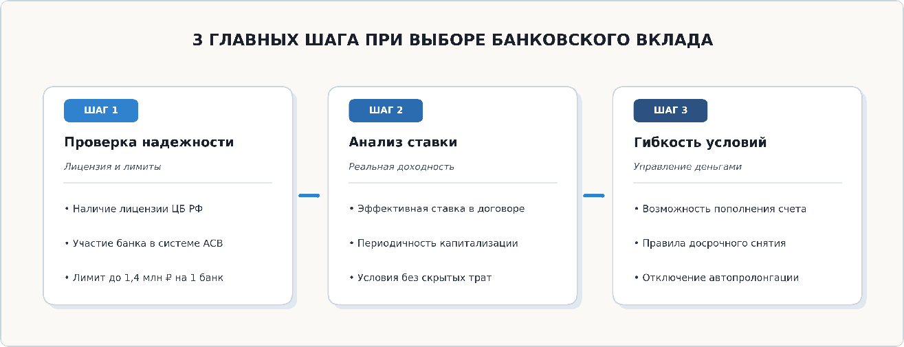 Три шага при выборе банковского вклада